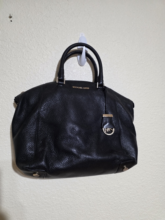 Michael Kors Handbags - MICHAEL KORS Black Pebbled Leather Large Satchel with Gold Hardware